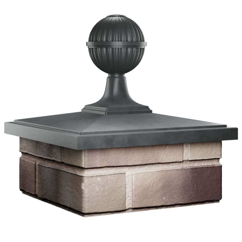 Колпак Zking БонаМоно Серый с шаром на столб 1.5х1.5 кирпича (385х385, 400х400мм) в сборе в Славгороде фото