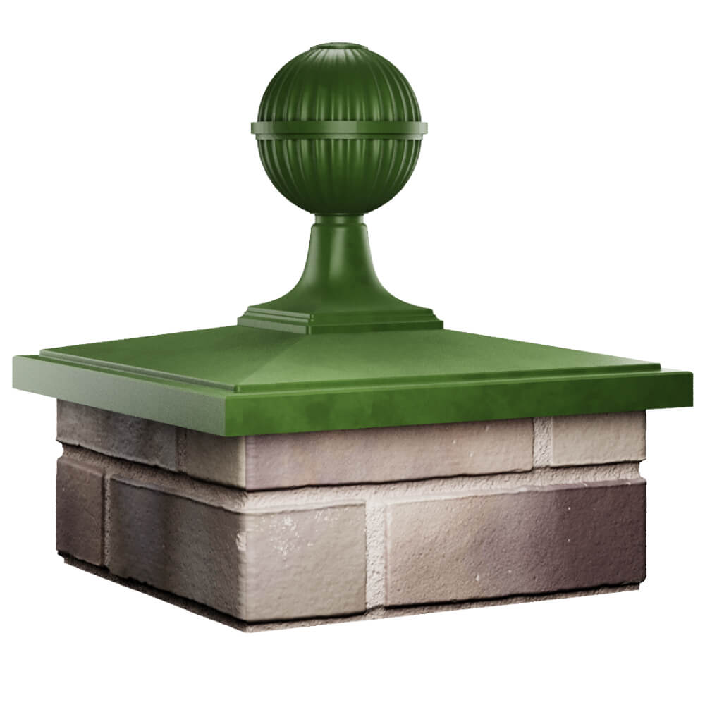 Колпак Zking БонаМоно Зеленый с шаром на столб 1.5х1.5 кирпича (385х385, 400х400мм) в сборе в Славгороде фото