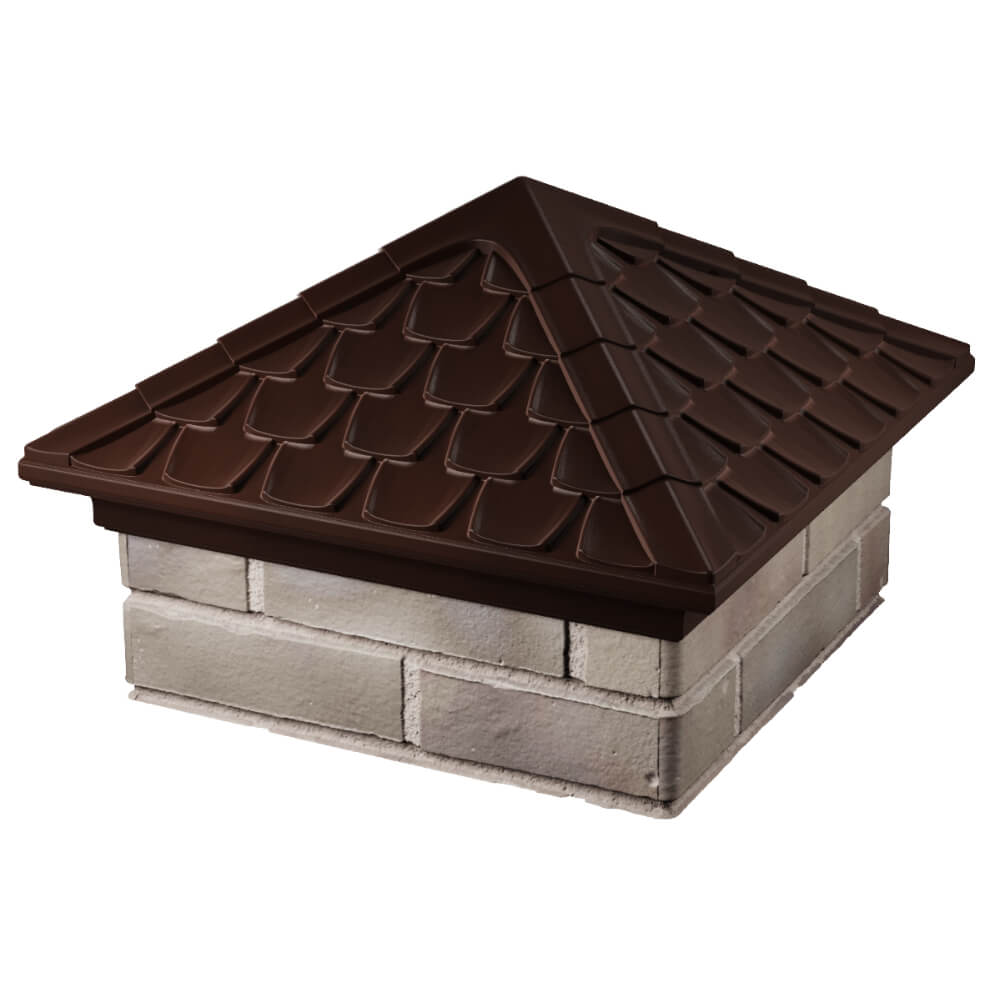 Колпак Zking Эльбрус Коричневый на столб 1.5х1.5 кирпича (385х385мм) в Славгороде фото