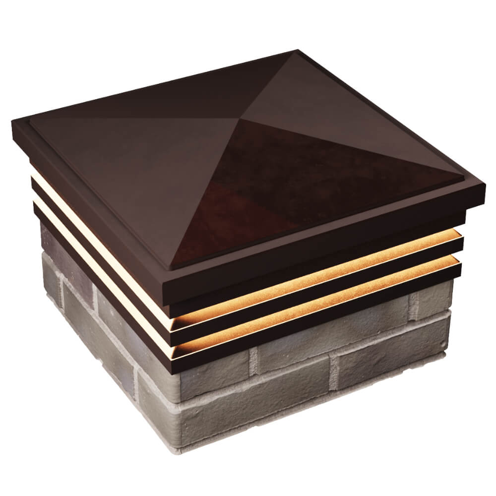 Колпак Zking Бона ХайТек Коричневый на столб 1.5х1.5 кирпича (385х385мм) с подсветкой в Славгороде фото