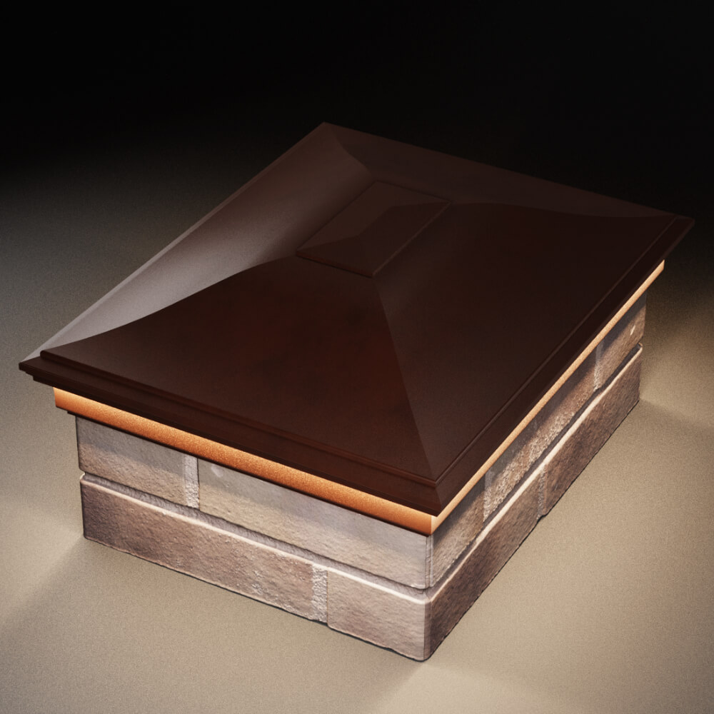 Колпак Zking Монблан Коричневый на столб 2х1.5 кирпича (515х385мм) c подсветкой в Славгороде фото