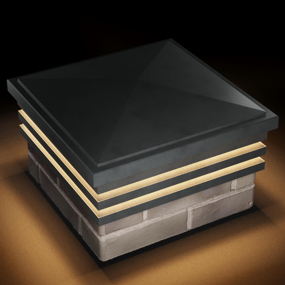 Колпак Zking Бона ХайТек Серый на столб 1.5х1.5 кирпича (385х385мм) с подсветкой в Славгороде фото