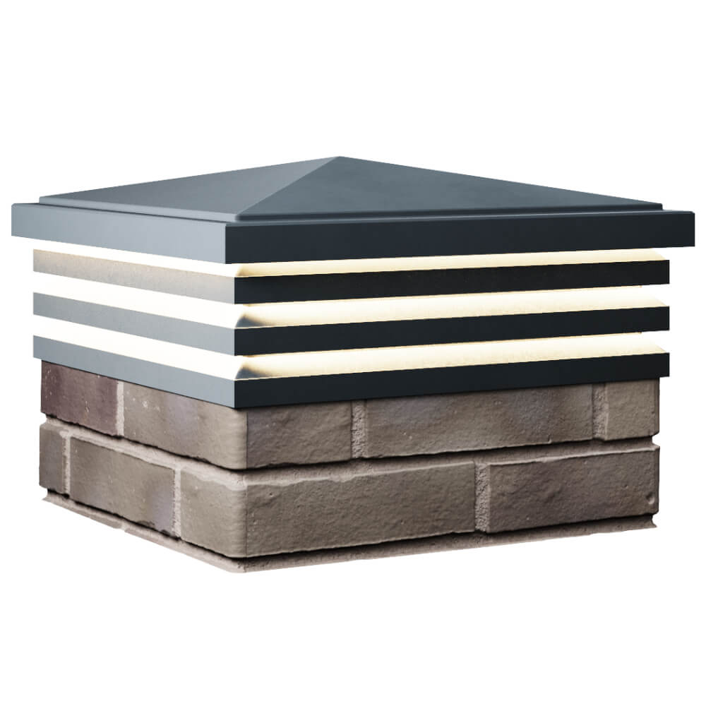 Колпак Zking Бона ХайТек Серый на столб 1.5х1.5 кирпича (385х385мм) с подсветкой в Славгороде фото