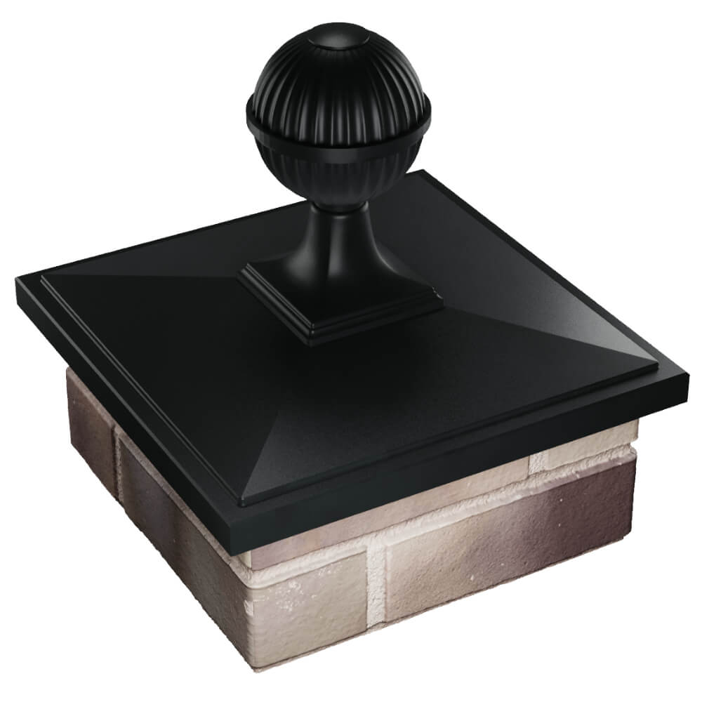 Колпак Zking БонаМоно Черный с шаром на столб 1.5х1.5 кирпича (385х385, 400х400мм) в сборе в Славгороде фото