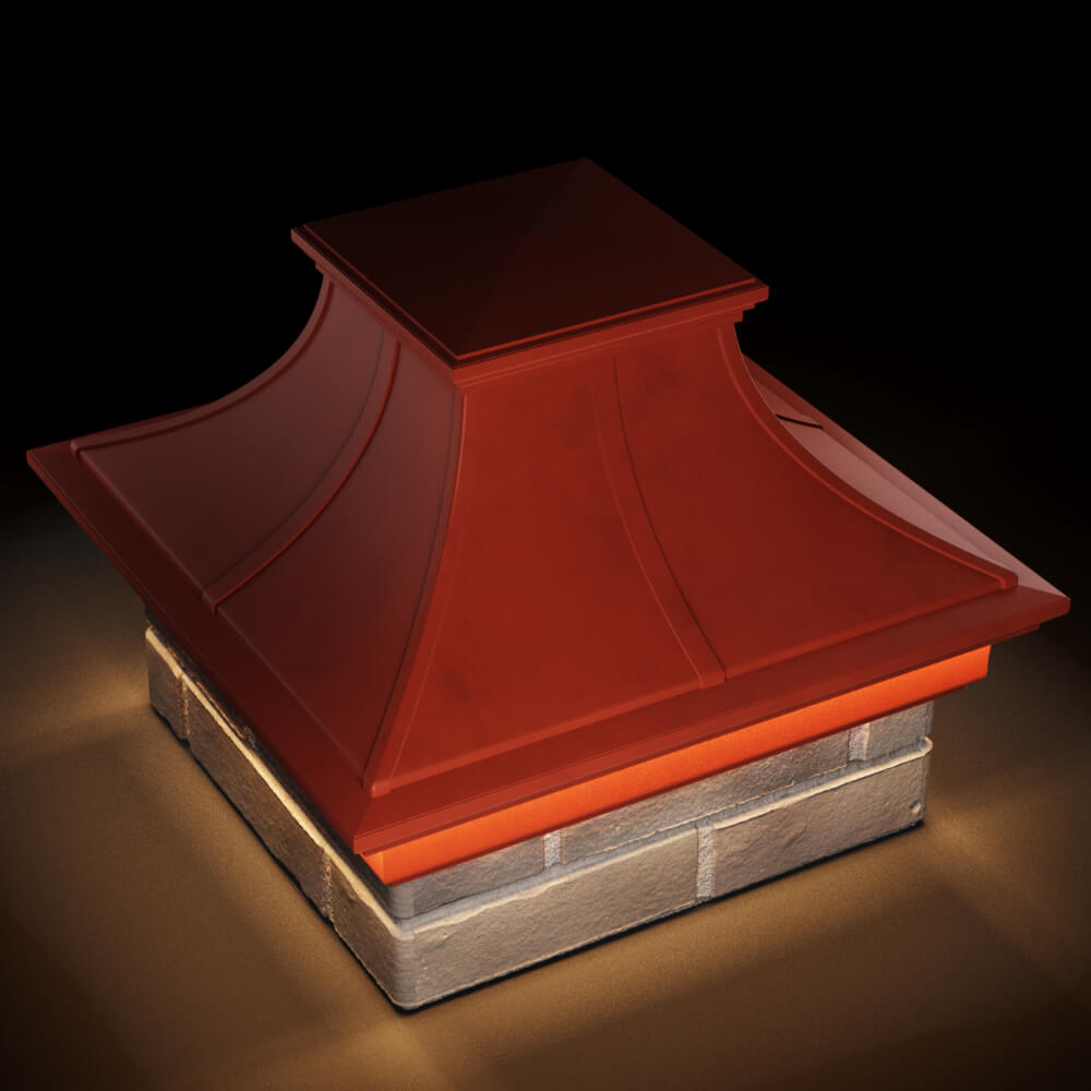 Колпак Zking Монблан Премиум Красный на столб 1.5х1.5 кирпича (385х385мм) с подсветкой в Славгороде фото