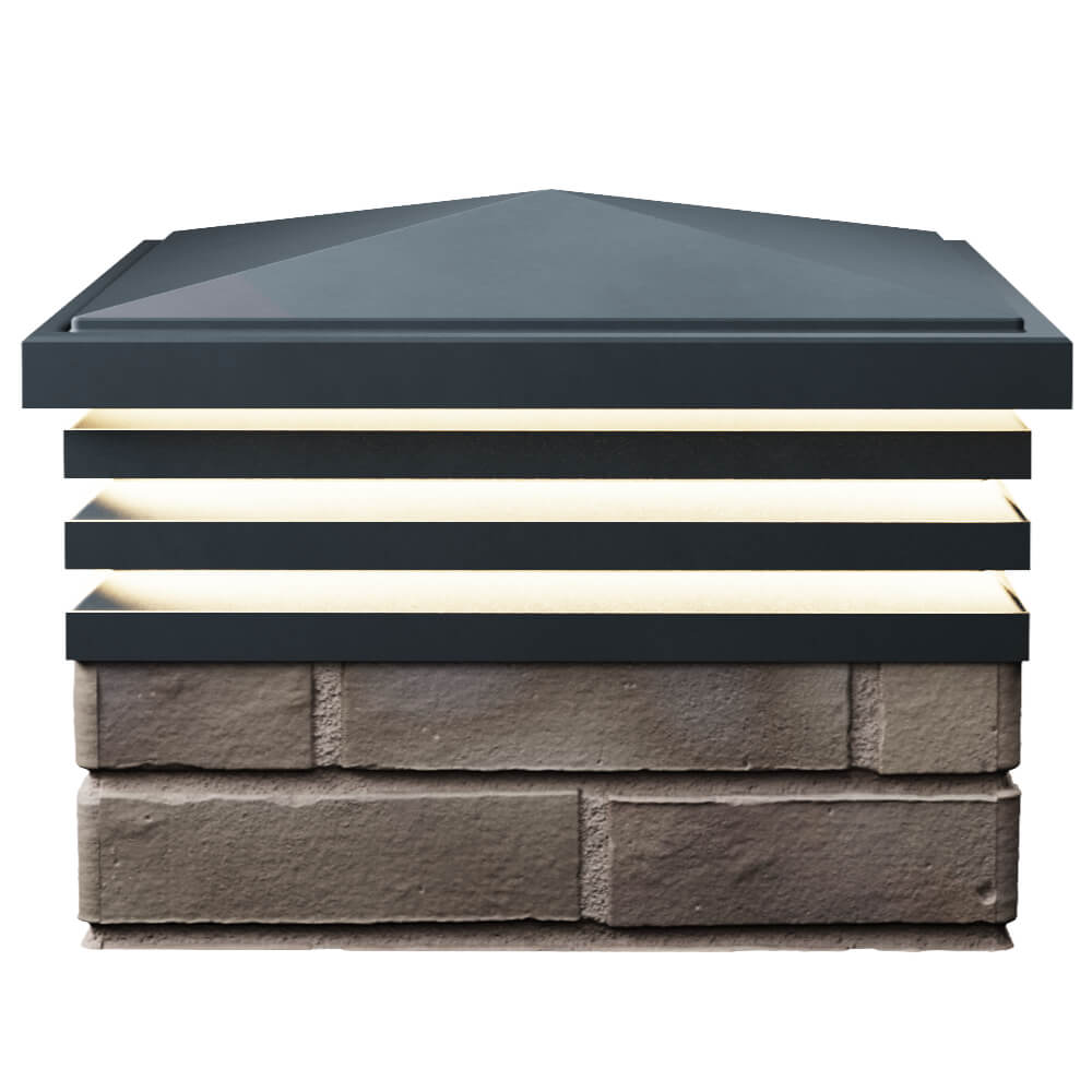 Колпак Zking Бона ХайТек Серый на столб 1.5х1.5 кирпича (385х385мм) с подсветкой в Славгороде фото