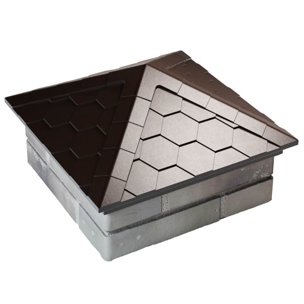 Колпак Zking Эверест Коричневый на столб 1.5х1.5 кирпича (390х390мм) в Славгороде фото