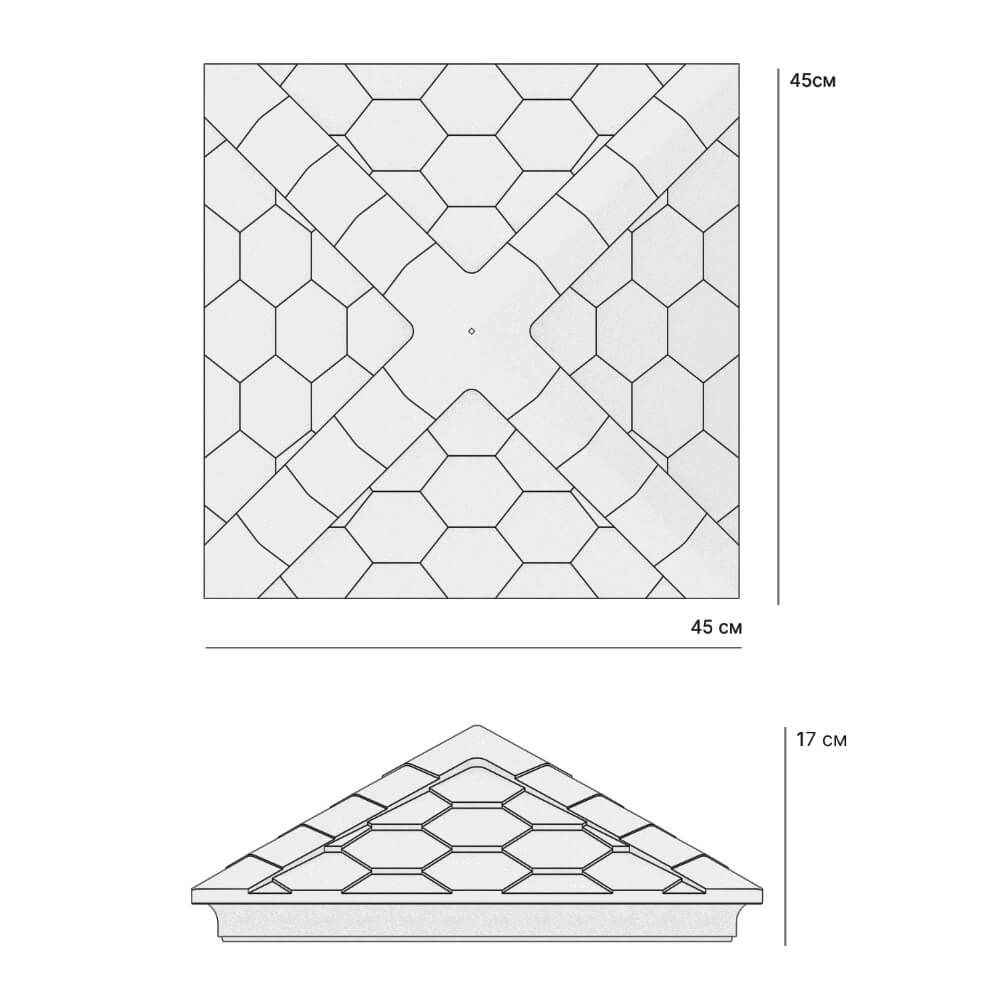Колпак Zking Эверест Серый на столб 1.5х1.5 кирпича (390х390мм) в Славгороде фото