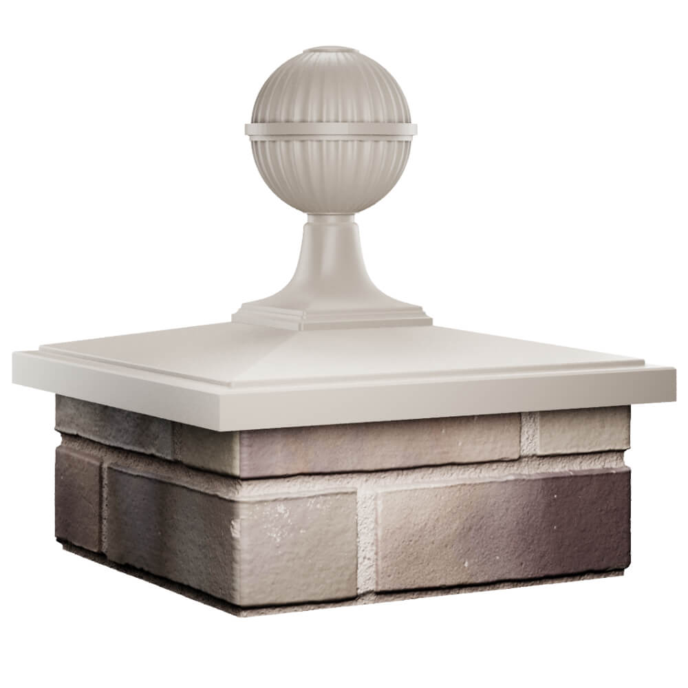 Колпак Zking БонаМоно Бежевый с шаром на столб 1.5х1.5 кирпича (385х385, 400х400мм) в сборе в Славгороде фото