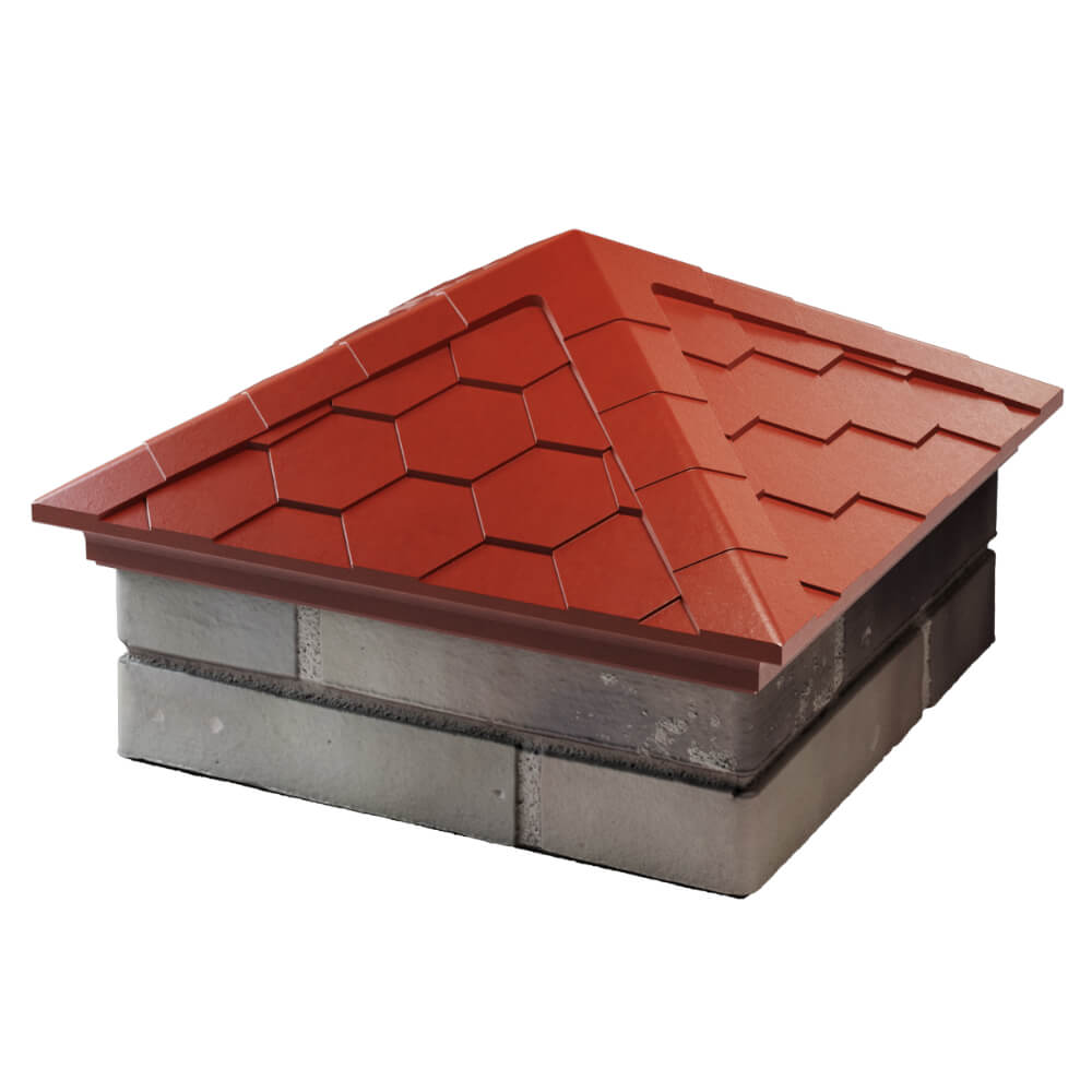 Колпак Zking Эверест Красный на столб 1.5х1.5 кирпича (390х390мм) в Славгороде фото