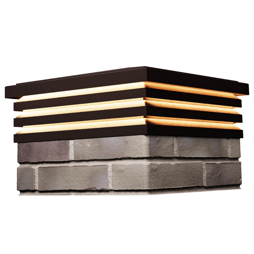 Колпак Zking Бона ХайТек Коричневый на столб 1.5х1.5 кирпича (385х385мм) с подсветкой в Славгороде фото