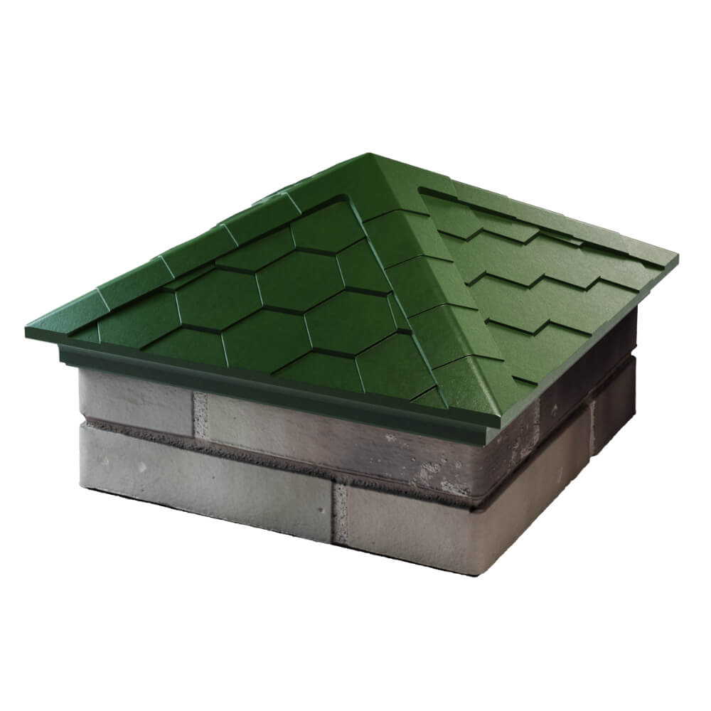 Колпак Zking Эверест Зеленый на столб 1.5х1.5 кирпича (390х390мм) в Славгороде фото