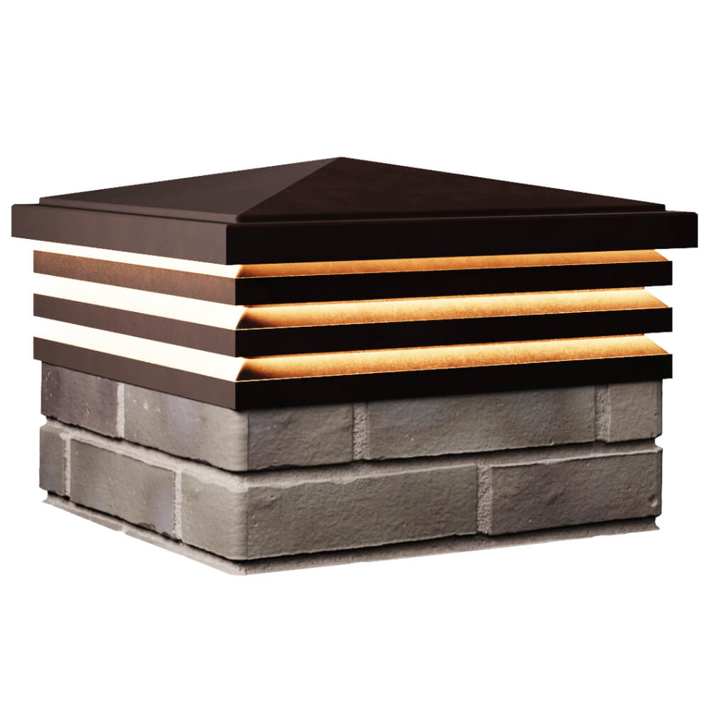 Колпак Zking Бона ХайТек Коричневый на столб 1.5х1.5 кирпича (385х385мм) с подсветкой в Славгороде фото