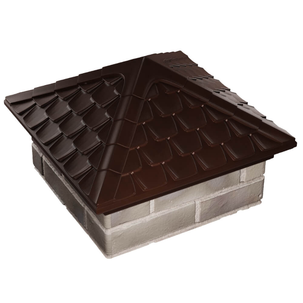 Колпак Zking Эльбрус Коричневый на столб 1.5х1.5 кирпича (385х385мм) в Славгороде фото