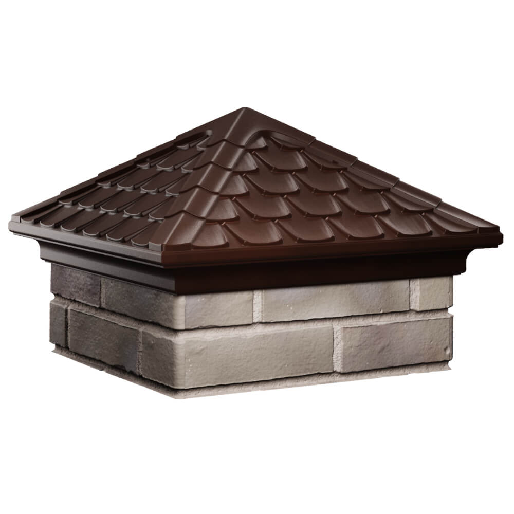Колпак Zking Эльбрус Коричневый на столб 1.5х1.5 кирпича (385х385мм) в Славгороде фото