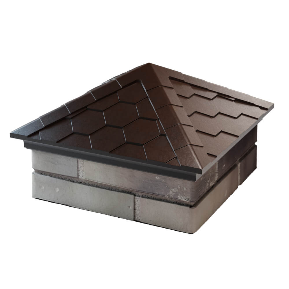 Колпак Zking Эверест Коричневый на столб 1.5х1.5 кирпича (390х390мм) в Славгороде фото